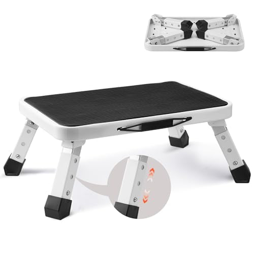 Folding Steel Step Stool 1-Step 330lbs Capacity 3 Adjustable Height N966