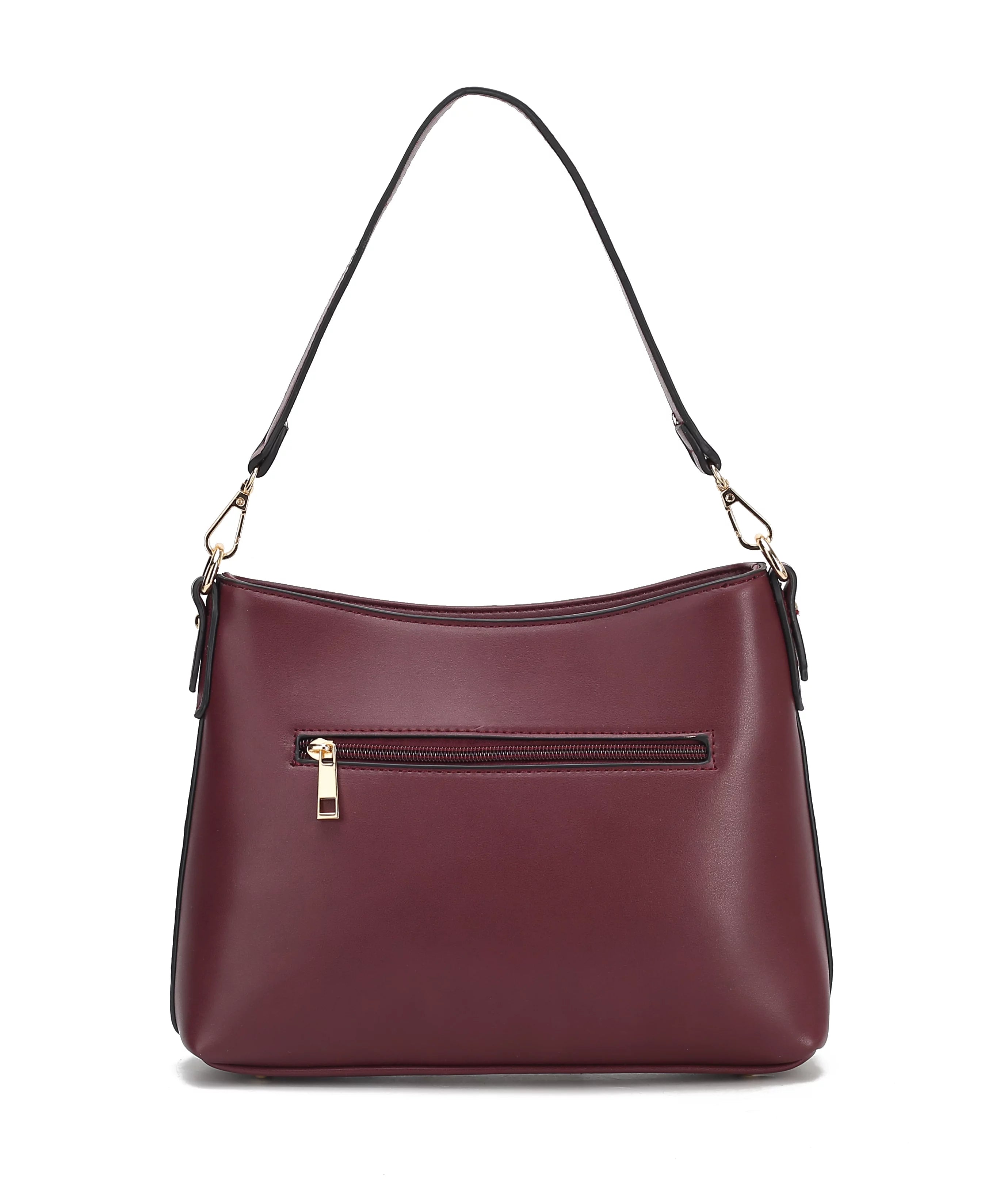 Black Vegan Leather Hobo Bag A71113