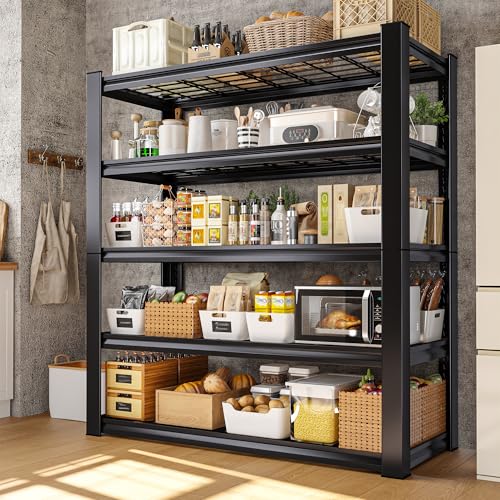 Black 5 Tier Adjustable Metal Shelving 72" H x 35.5" W x 16" D S721