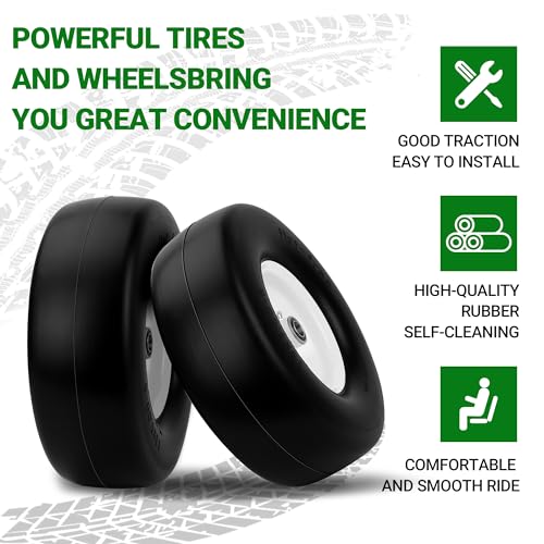 2 PCS 13x5.00-6 Flat Free Tire and Wheel with 3/4" Extra 5/8" Bearings P292298