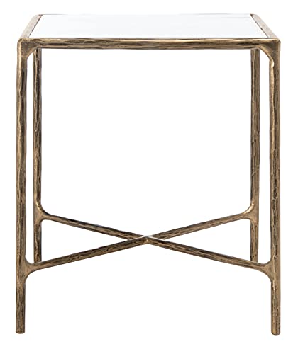 Brass Metal Tempered Glass Top Square End Table A867662