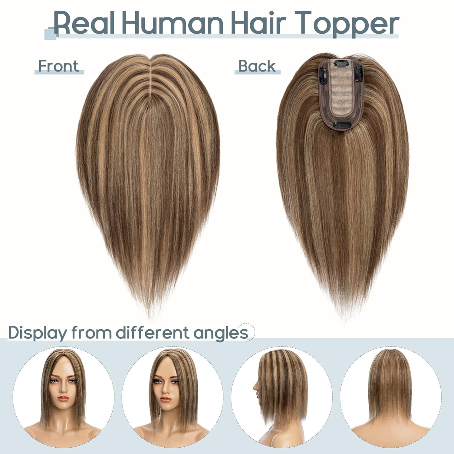 100% Real Human Hair Topper Silk Base Clip In Top Hairpieces 10 Inch 33g S97653
