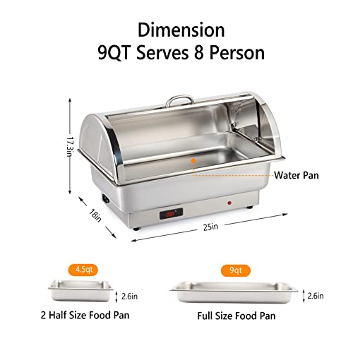 Electric 9 QT Stainless Steel Chafing Dish Buffet Set with 2 Detachable Food Pans I45460