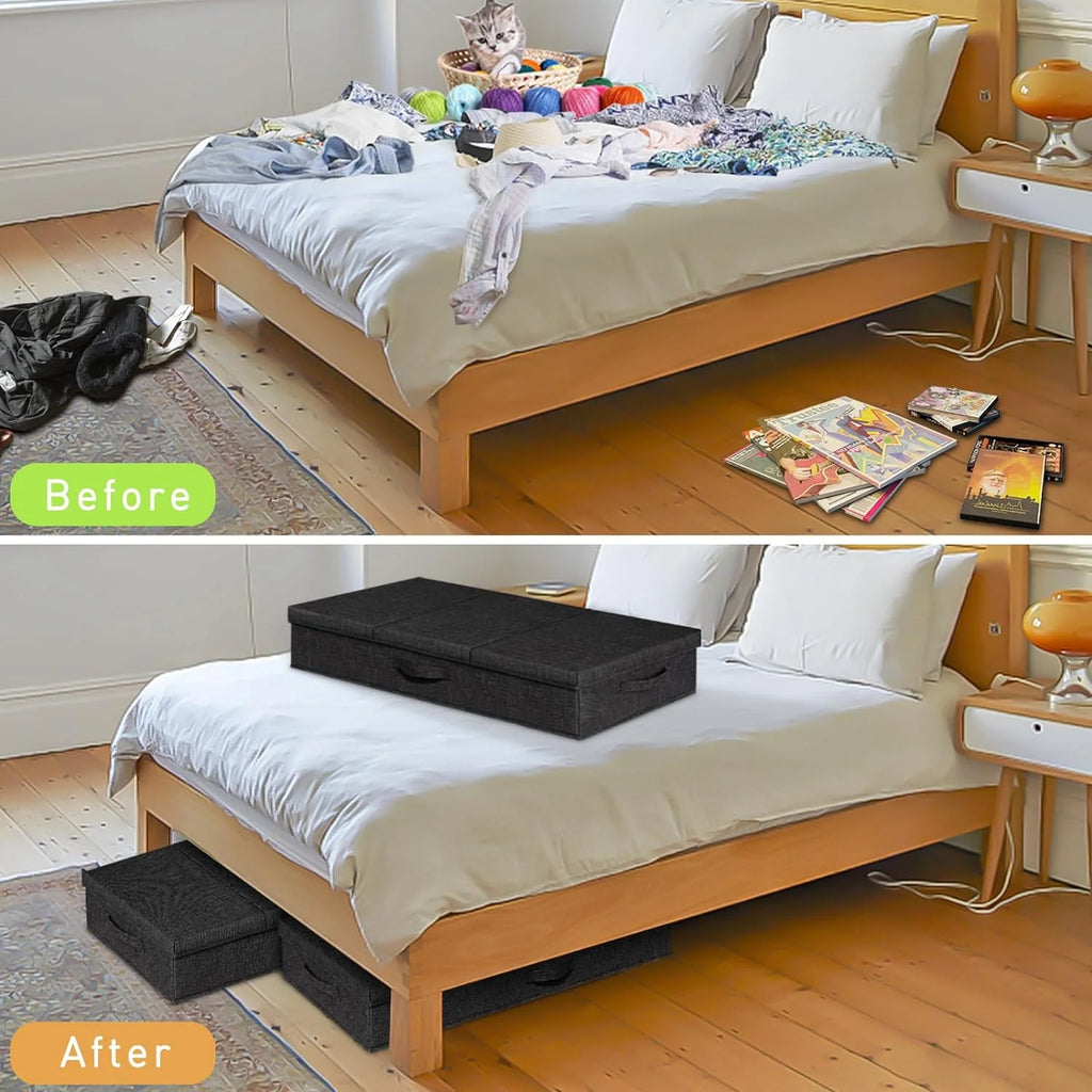 Black 3 Pack Underbed Storage Containers with Handles Q41409