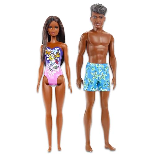 Barbie and Ken Doll Set with Beach Dolls and Stickers V233