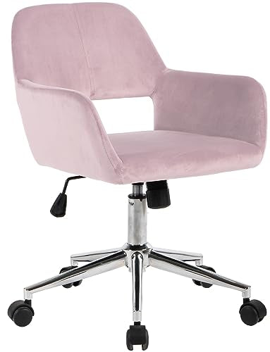 Beige Fabric Upholstered Desk Chair with Rolling Wheels F24420