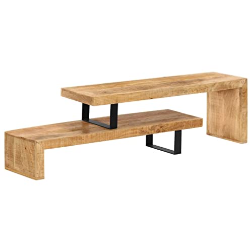 Solid Mango Wood TV Stand with Wrought Iron Legs, 45.3" L x 18" W x 15.7" H D322077