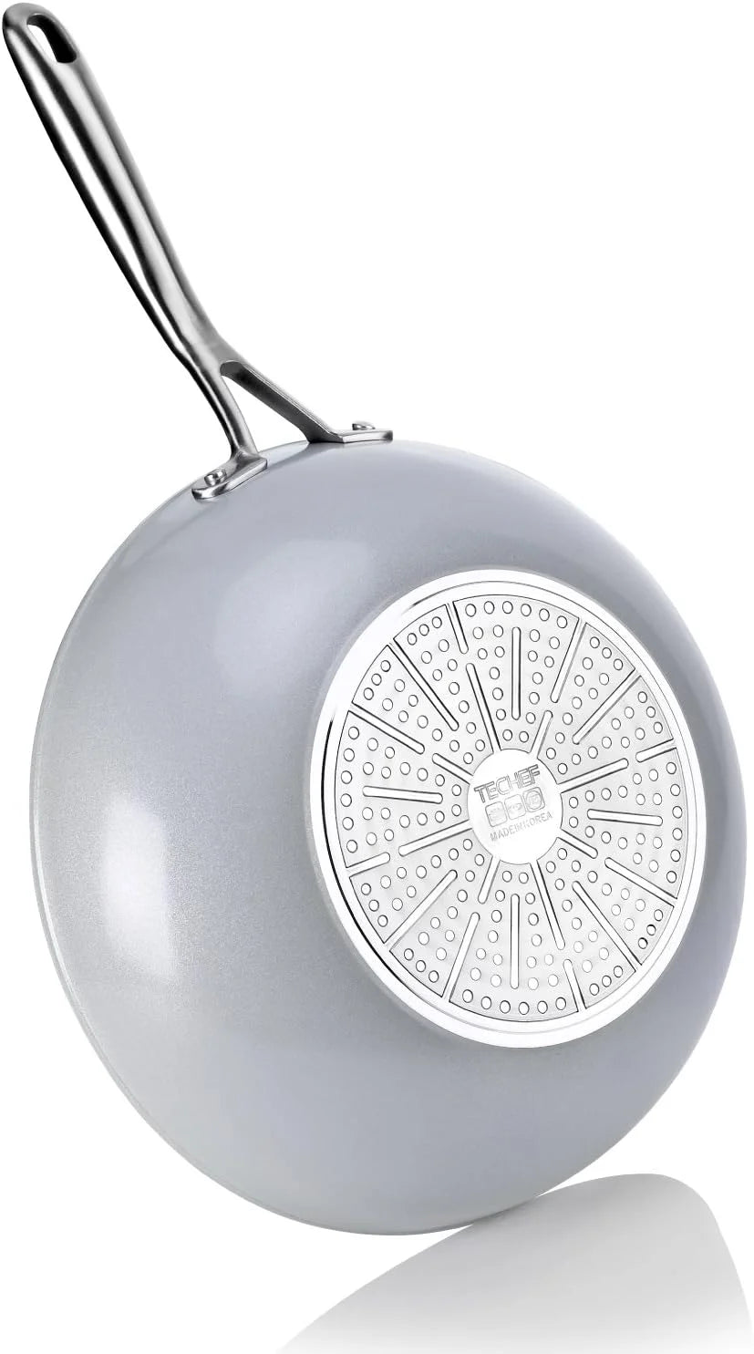 12" Ceramic Nonstick Wok with Glass Lid Y7049