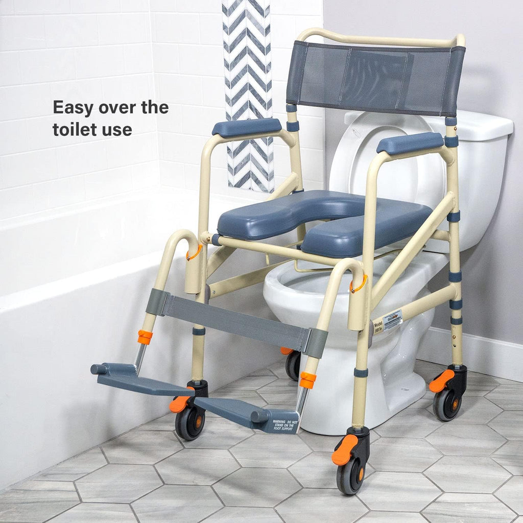 Lightweight Aluminum Folding Rolling Shower Chair with Wheels N195235