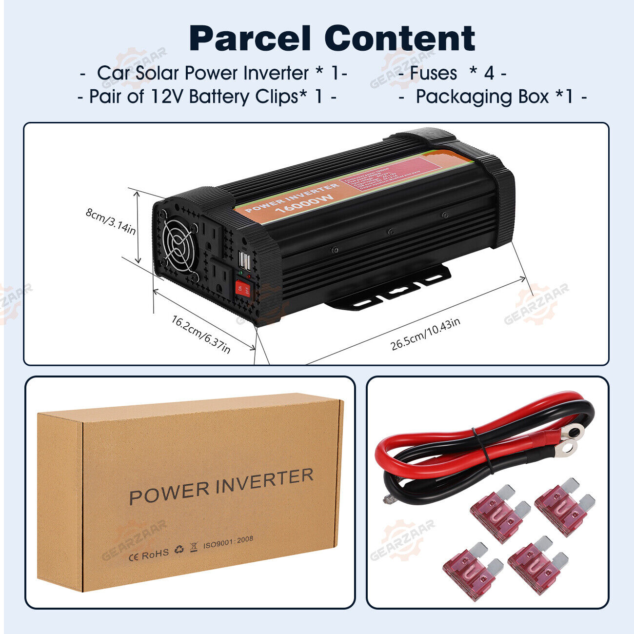 16000W Peak Pure Sine Wave Power Inverter DC 12V to AC 110/120V A37803