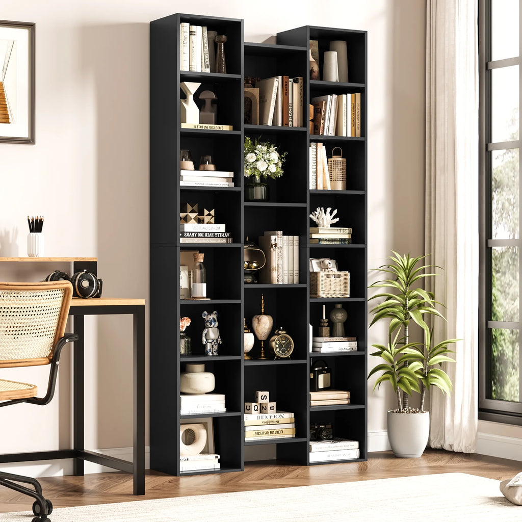 Black 21-Cube Bookcase with Adjustable Shelves X50423