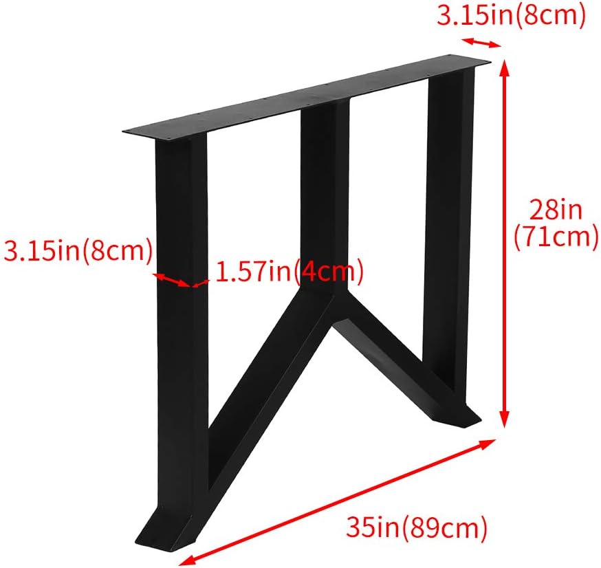 Black 28" Height 35" Wide Heavy Duty Metal Table Legs 2 PCS P889806