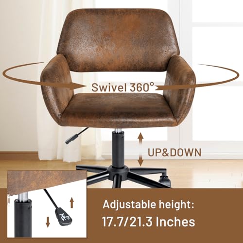 Beige Fabric Upholstered Desk Chair with Rolling Wheels F24420