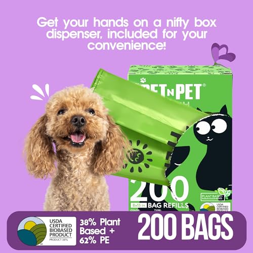 200 Counts Unscented Dog Poop Bags with Tie Handles C872