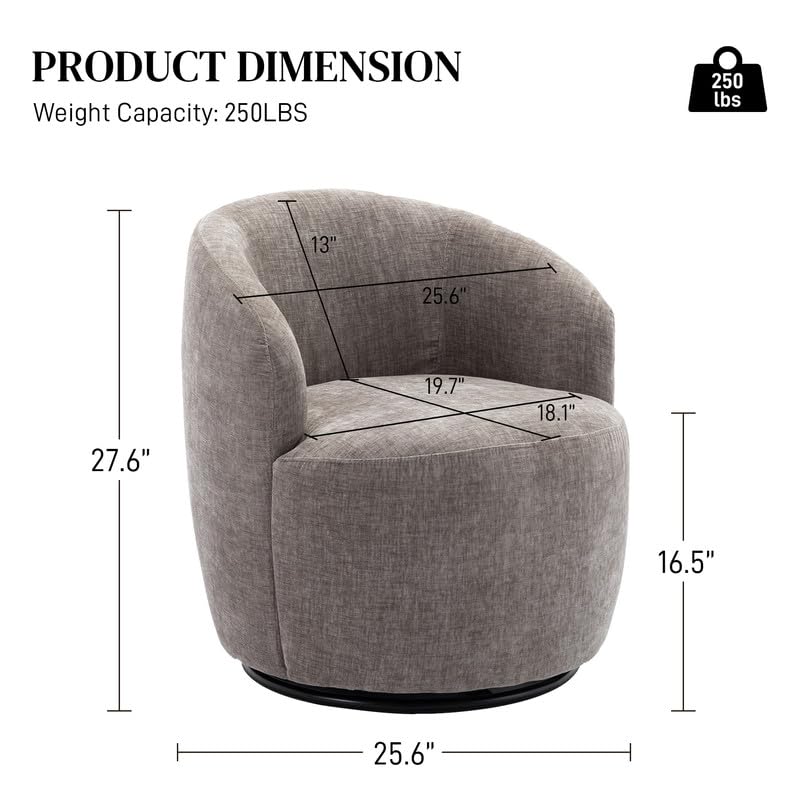 Set of 2 Chenille Swivel Barrel Chair G745331