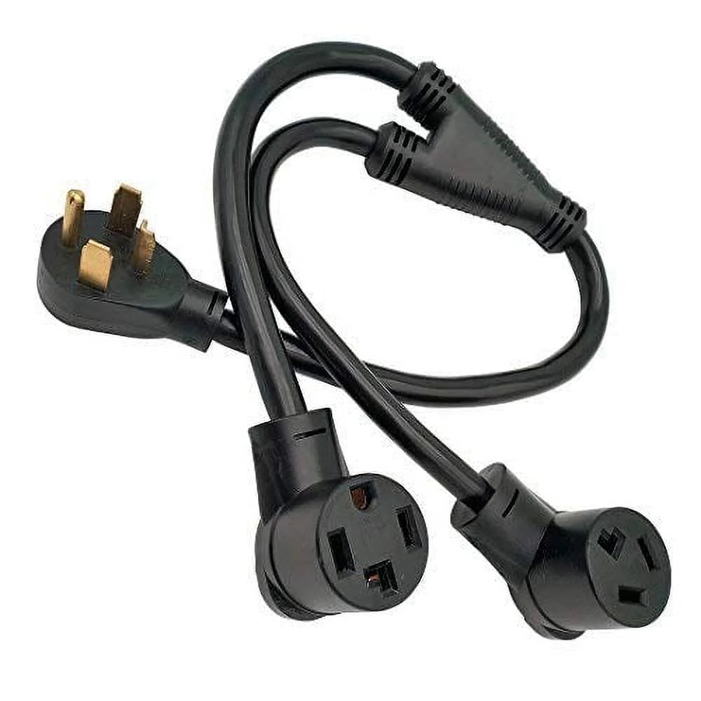 Dryer Splitter, NEMA 14-30 Male Plug to 14-30 & 10-30 Female Receptacle, 4-Prong 30 AMP Y Adapter Cord S8252