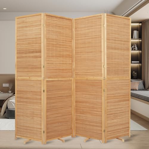 Beige 4 Panel Bamboo Room Divider W1317