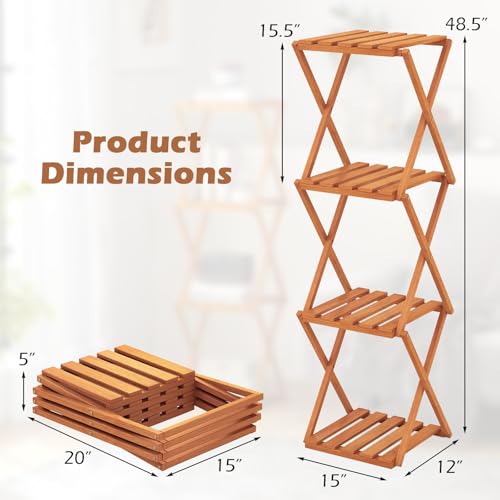 4-Tier Foldable Wooden Plant Stand O13508
