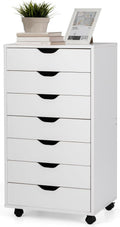 White 7 Drawer Mobile File Cabinet with Wheels Z86532