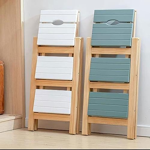 Folding 3 Step Solid Wood Ladder with Anti-Slip Wide Pedal X214159