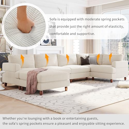 Oversized Modular Sectional Sofa with Movable Ottoman 7 Seater U652