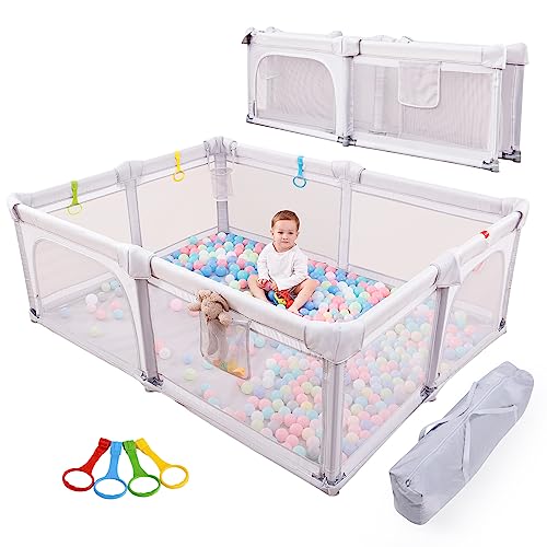 Grey Extra Large Foldable Baby Playpen 79 x 59 x 27 Inches B13479