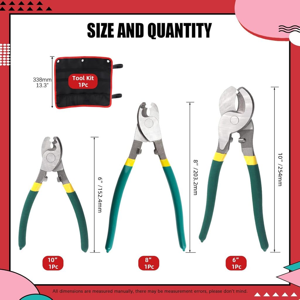 4Pcs 6 8 10 Inch Stainless Steel Cable Cutters with Storage Pouch T120