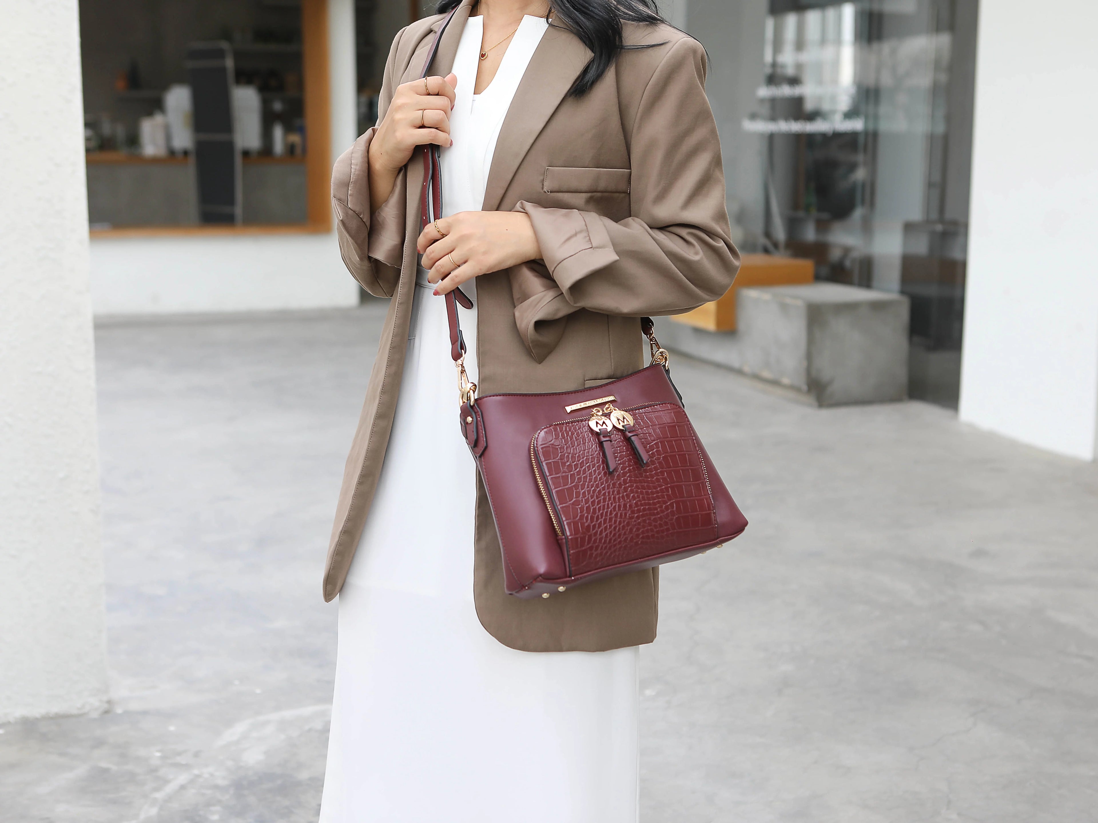 Black Vegan Leather Hobo Bag A71113