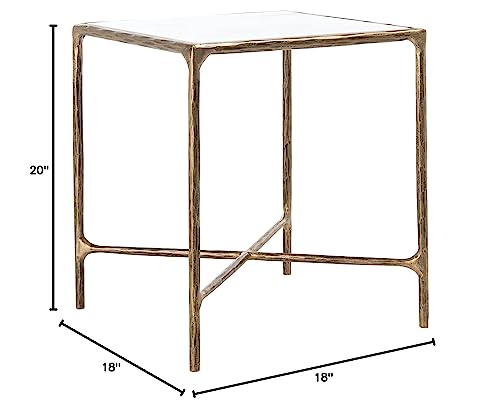 Brass Metal Tempered Glass Top Square End Table A867662