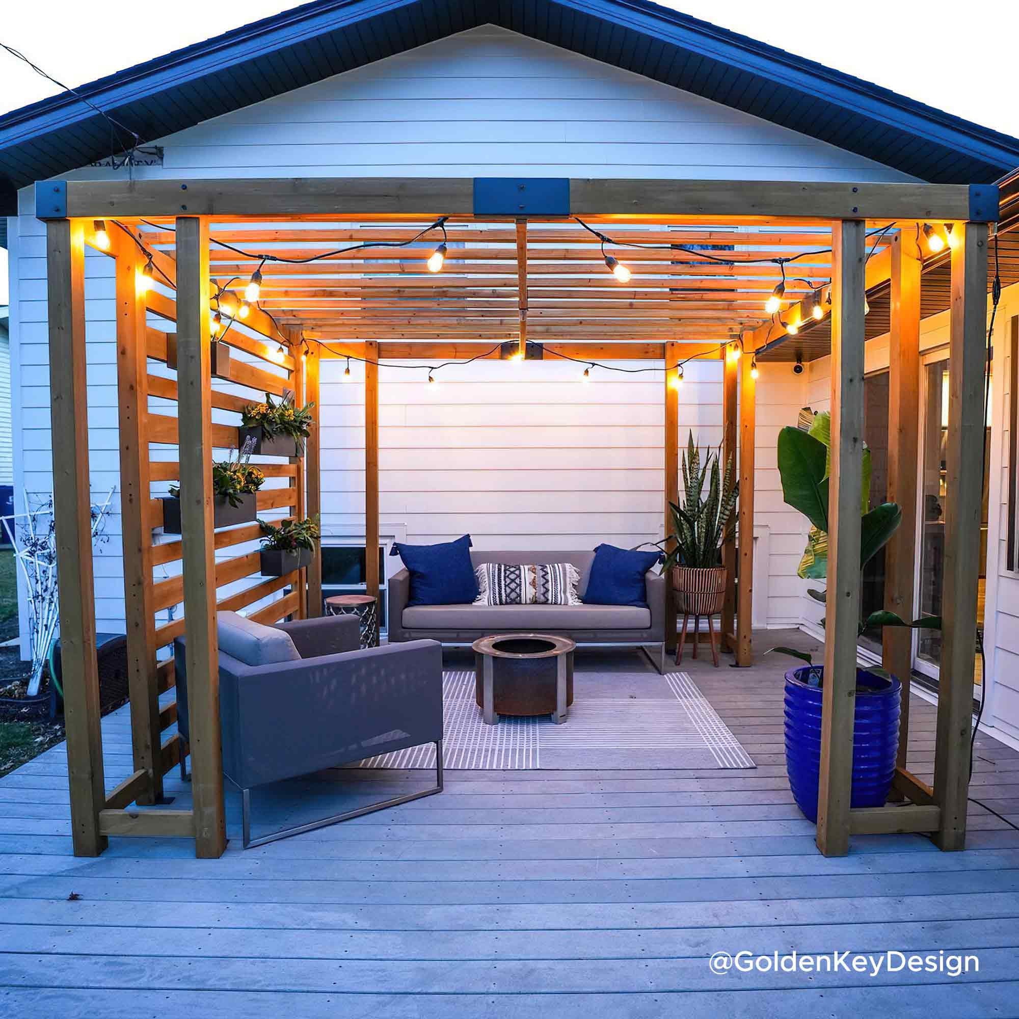 10.5 ft. x 10 ft. Cedar Wood Pergola with Adjustable Hanging Planters G96990