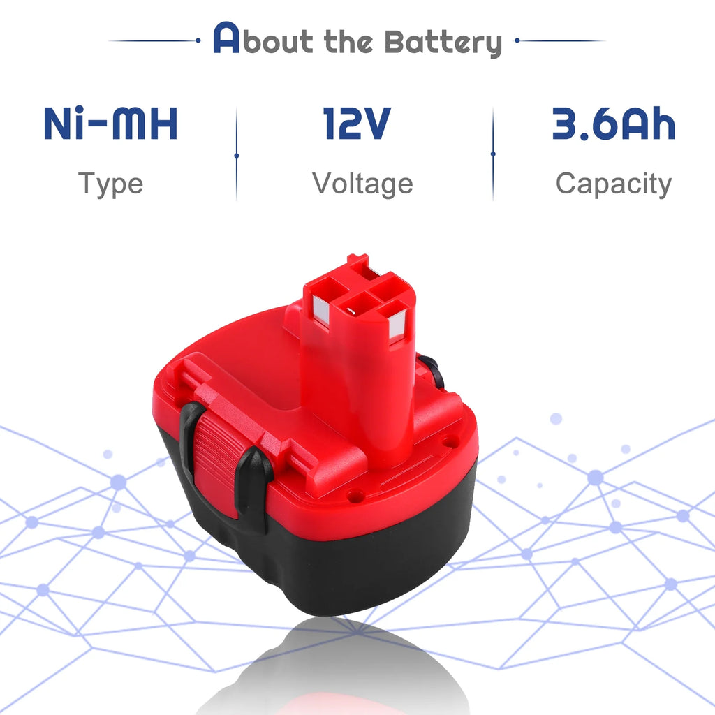12V 3.6Ah Ni-MH Replacement Battery for Bosch Cordless Power Tool Y447657
