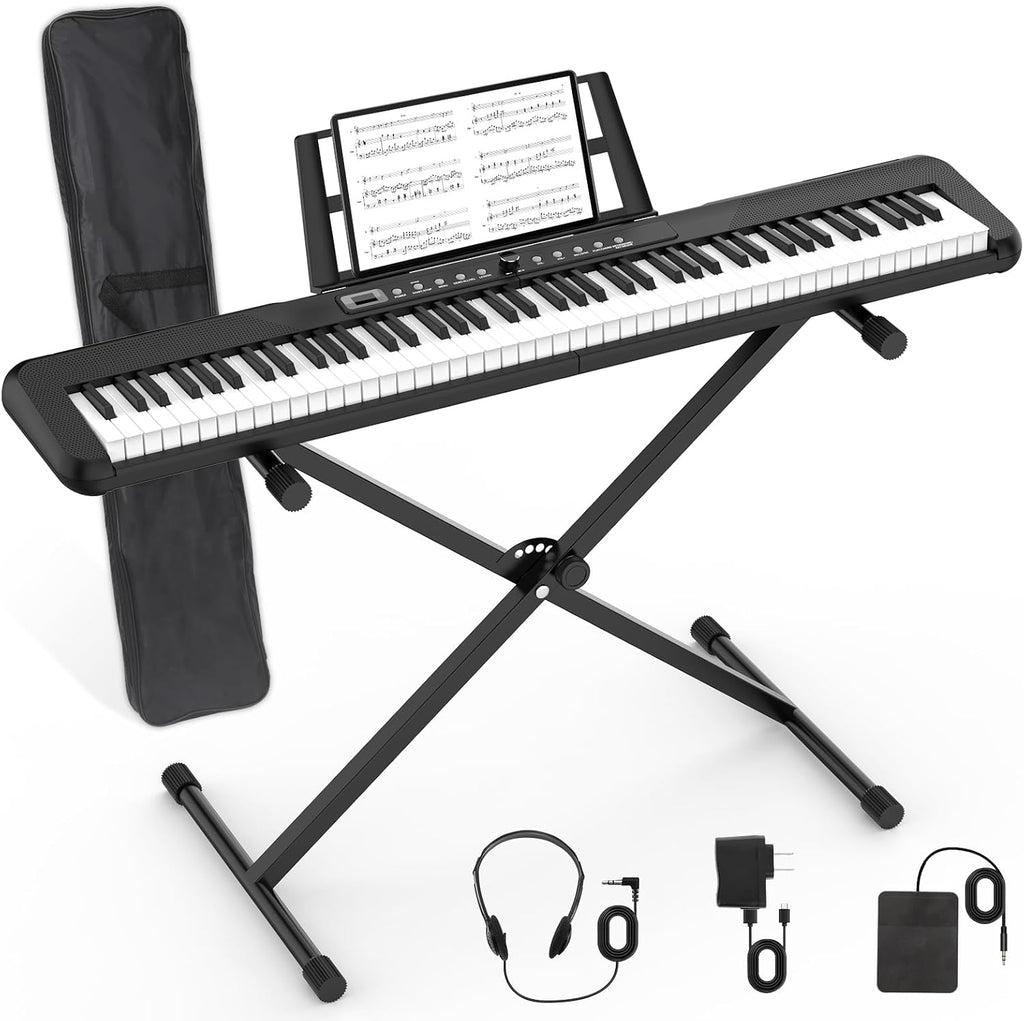 88 Key Semi Weighted Digital Piano with Stand, Sustain Pedal, Headphones, Carrying Case, Power Supply Y9675