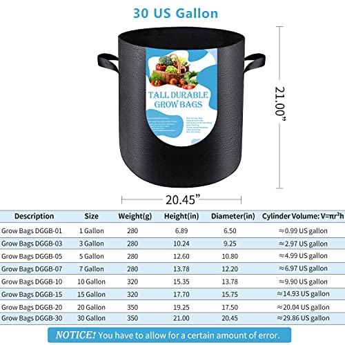 8 Pack 5 US Gallon Heavy Duty Nonwoven Fabric Grow Pots with Handles Z43986