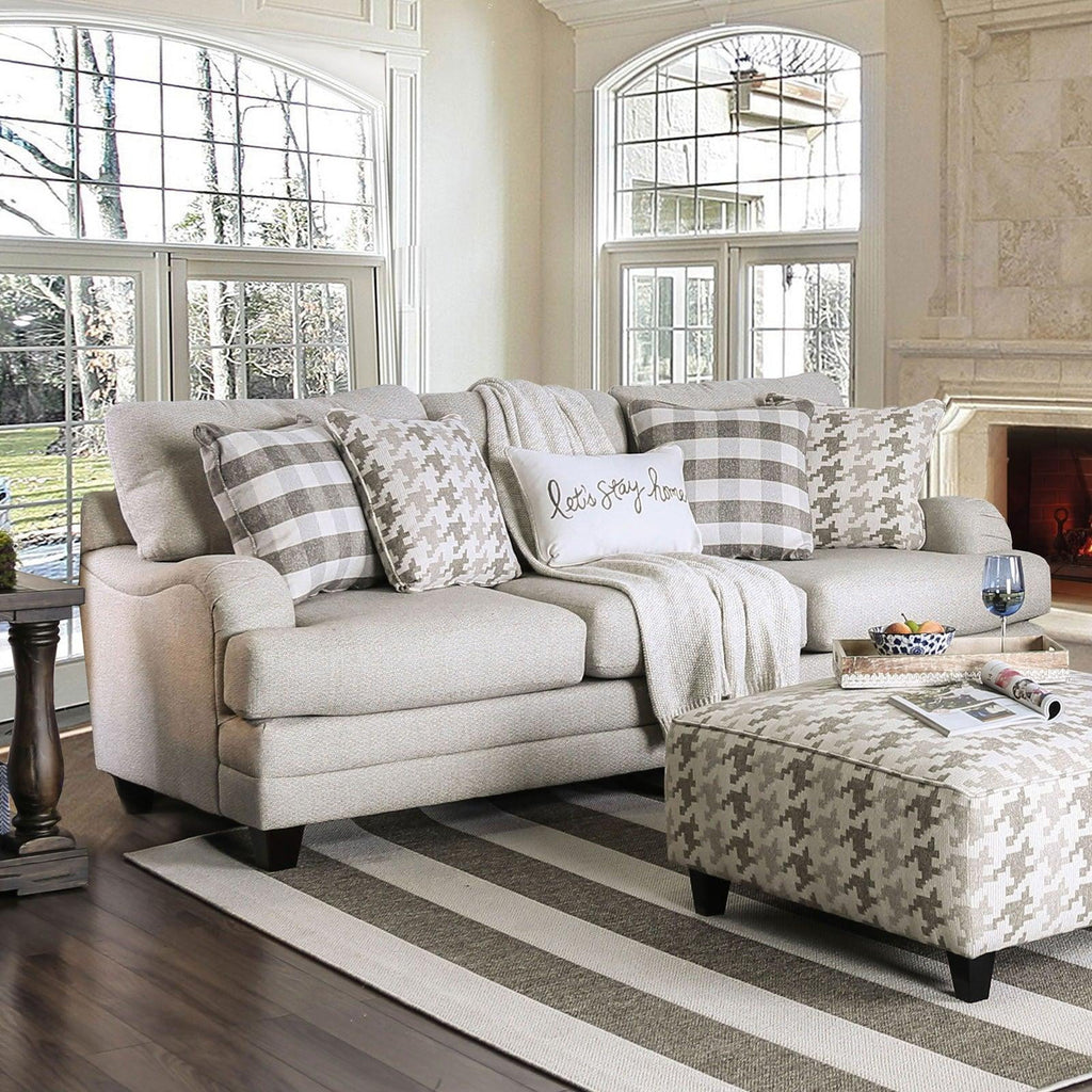 Light Gray Linen-like Fabric Living Room Set 3pcs J747