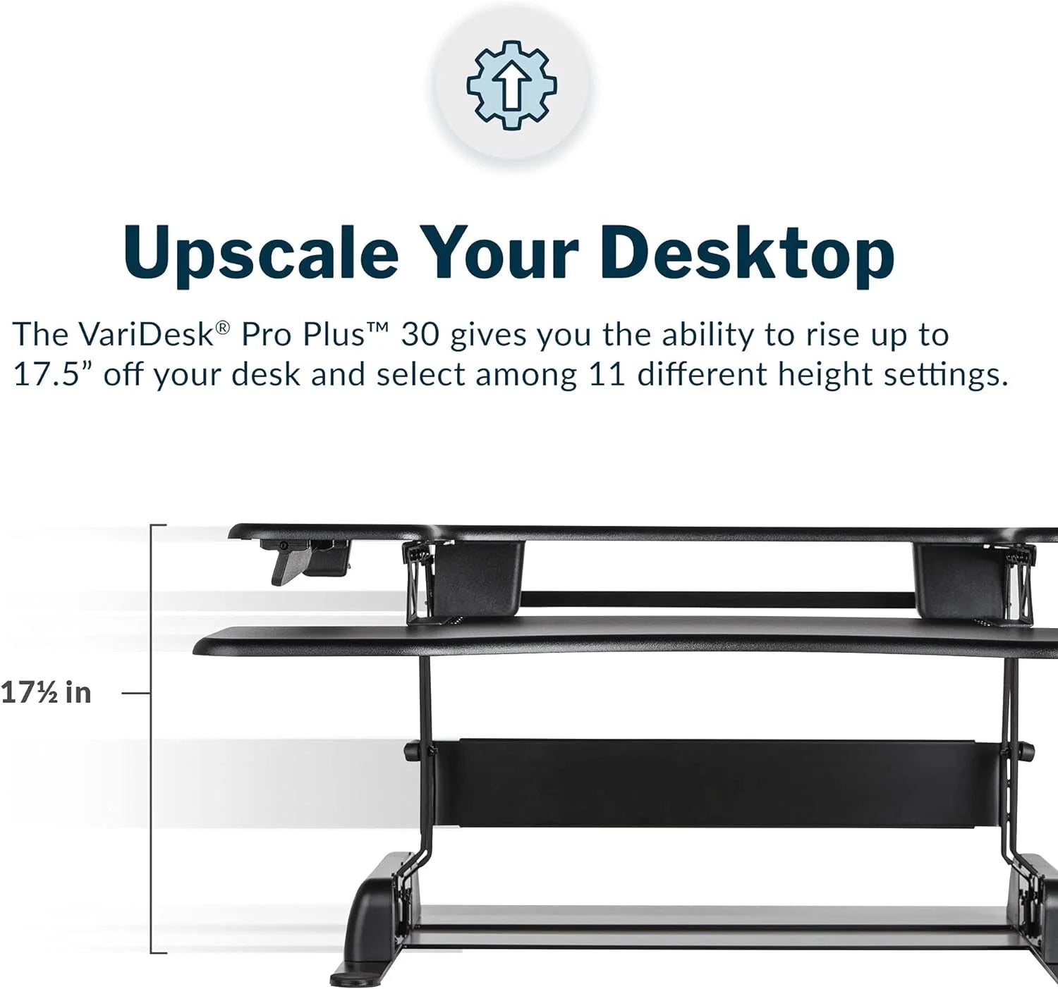 Black Two-Tier Height Adjustable Standing Desk Converter H73788