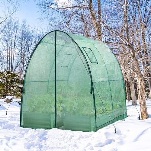 Portable Tunnel Greenhouse with Mesh Windows, 5.9x5.9x6.6 FT W8415
