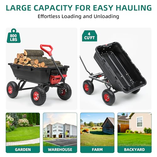 Heavy Duty Garden Dump Cart with 10" Pneumatic Tires P897122