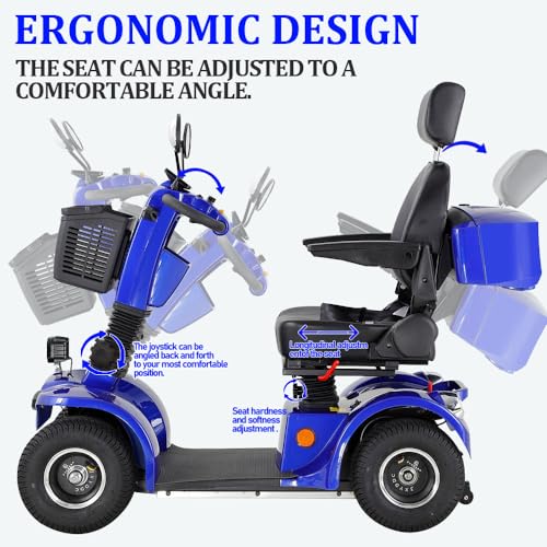 4 Wheel 500lbs Capacity Electric Powered Mobility Scooter with Adjustable Seat and Rear Basket E5213