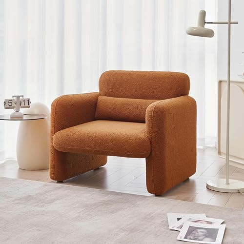 Cream Lambskin Sherpa Fabric Accent Chair B482