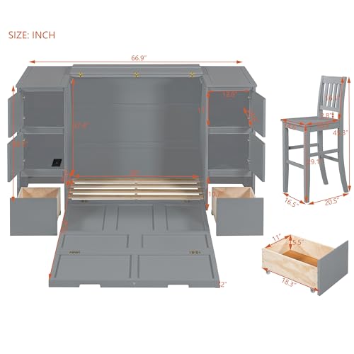 Full Size Murphy Bed with Storage and Drawers Z5361