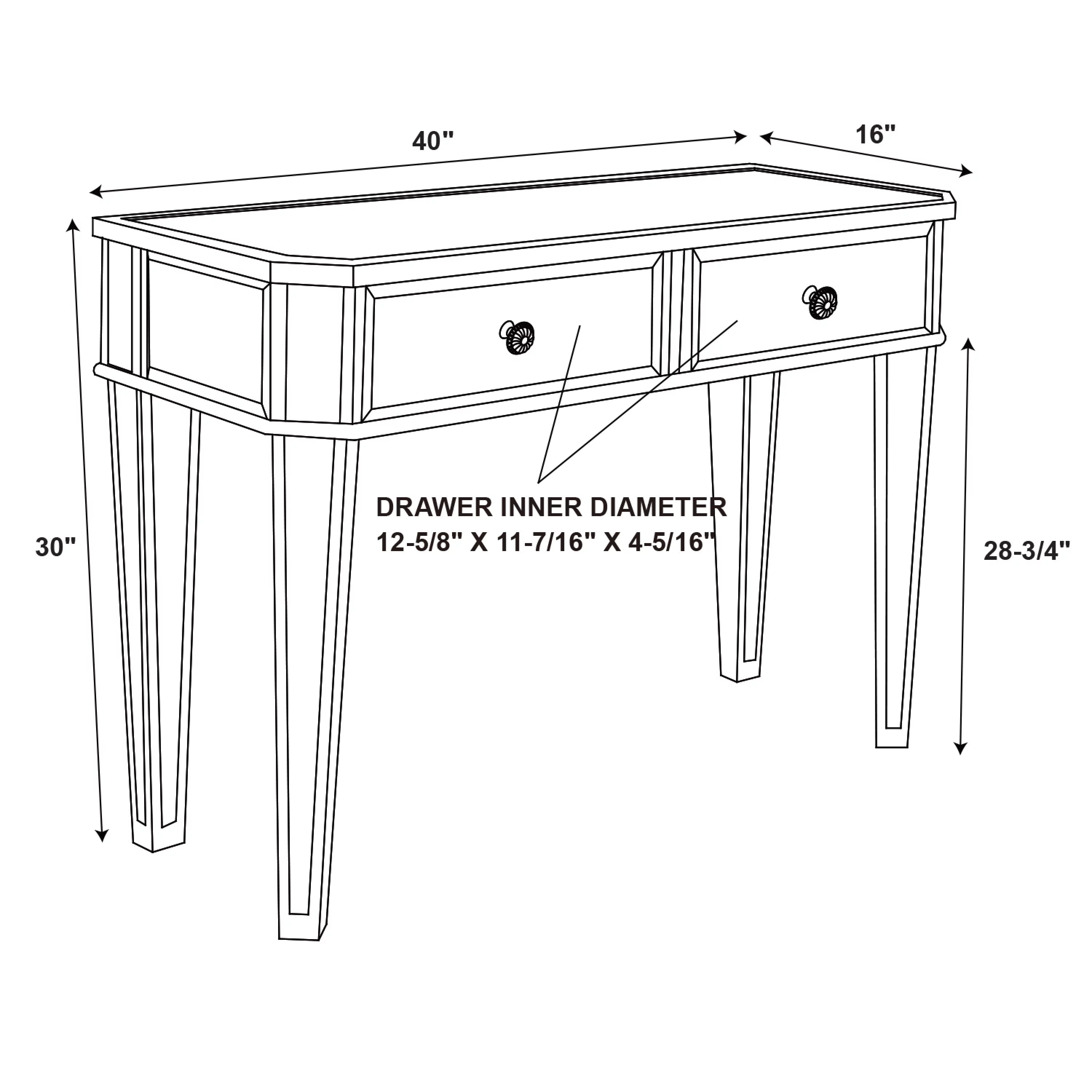 2-Drawer Console Table with Mirrored Surfaces and Silver Wood Q5289
