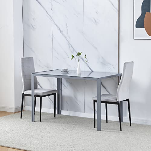 2-Tier Glass Dining Table with Chrome Legs R445