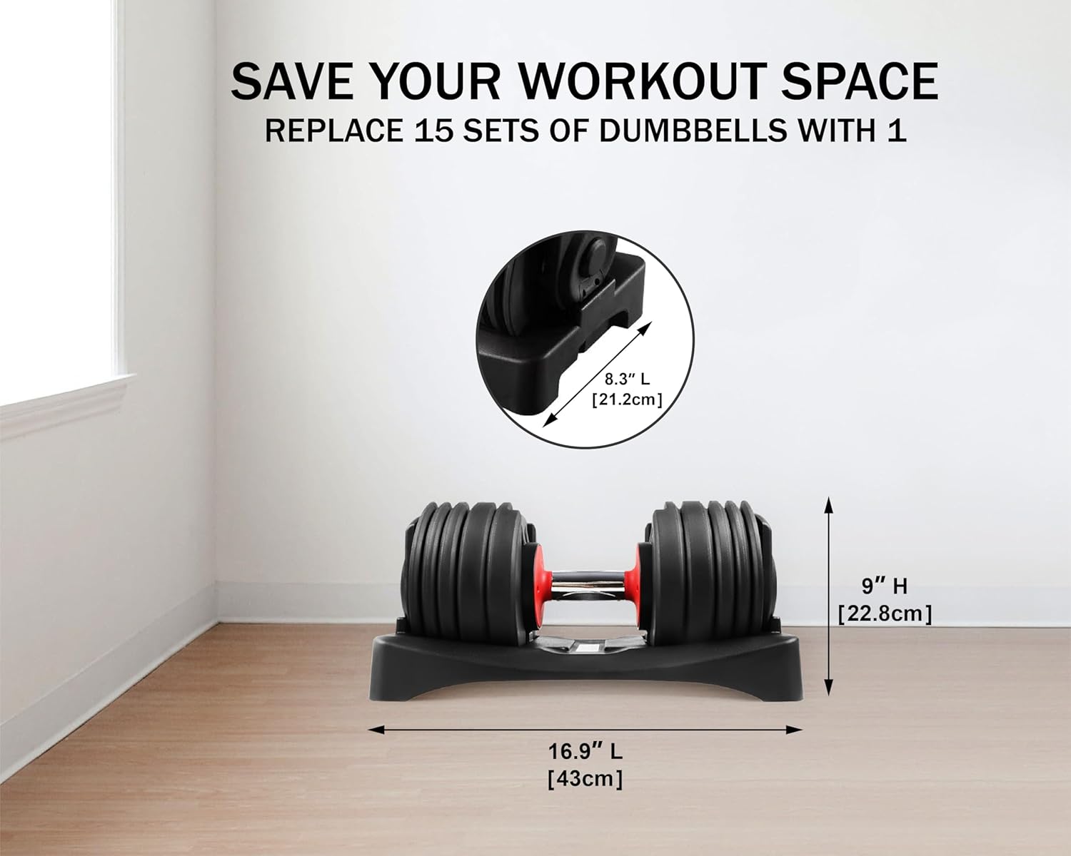 Adjustable Dumbbells Set 5.5-55 lbs 15 in 1 L8811