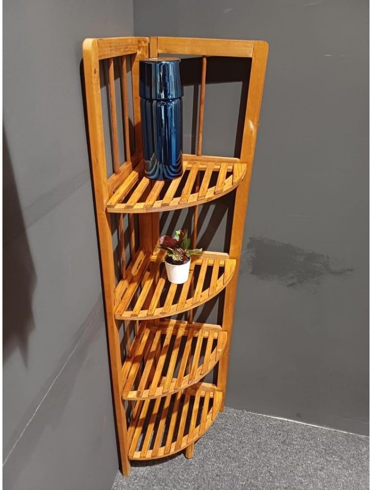 4-Tier Open Wooden Corner Shelf, 11" W x 43" H x 11" D B15202