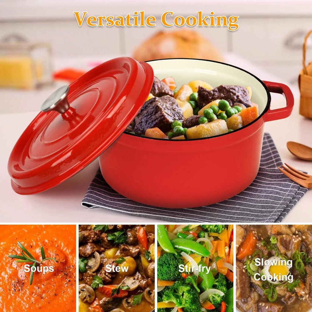 13" Round 5 qt Enameled Cast Iron Dutch Oven A664870