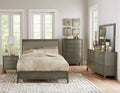 Gray Finish Wooden 5pc Bedroom Set Queen Sleigh Bed Nightstand Dresser Mirror Chest I571