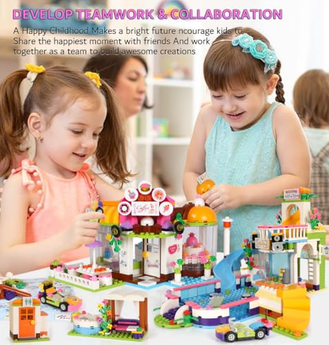 1140 Pieces Coffee Shop Building Blocks Set with Storage Box Q221426