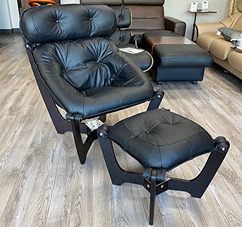 Black Leather Chair and Ottoman Q7791