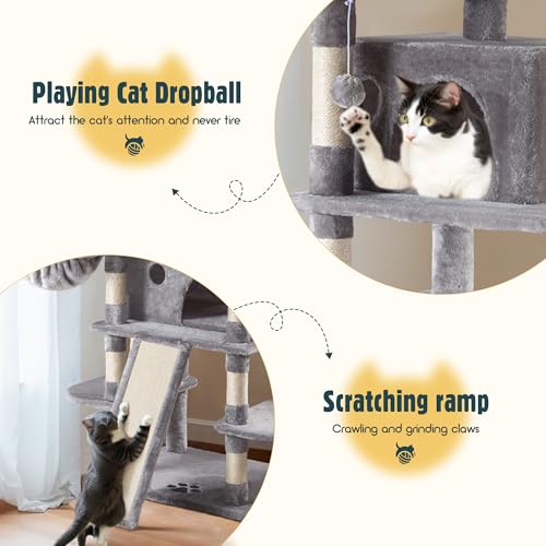 Beige Multi-Level Cat Tree with Sisal Scratching Posts Z7212