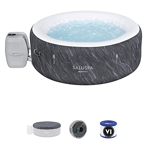 Gray 71 x 26 Inch Round Inflatable Hot Tub with Cover D90200